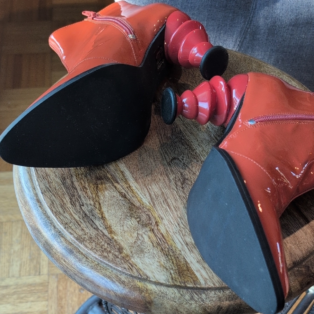 John Fluevog The Powerhouse Rashida patent ankle boots in Orange - Picture 8 of 12